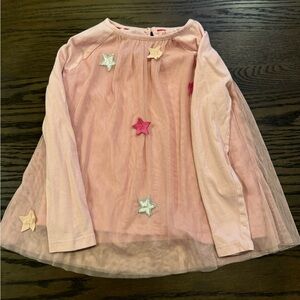 Girls size 5-7y Mini Boden Appliqué Tulle Top in Cameo Pink Flutter like New